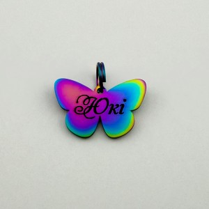 Медальон адресник жетон для собак, котів, тварин з нержавіючої сталі з лазерним гравіруванням Метелик