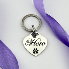 Сердечко на нашийник — адресник з нержавіючої сталі з гравіюванням