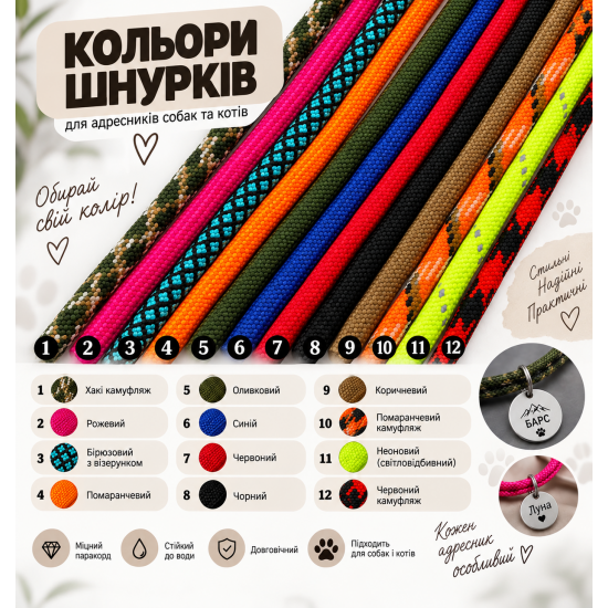 Адресник для котів і невеликих песиків із гравіюванням, форма Кристал