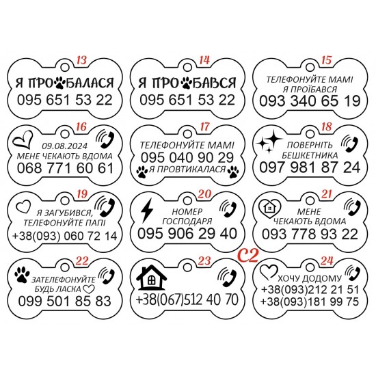 Адресник хамелеон для собак у формі кісточки з гравіюванням