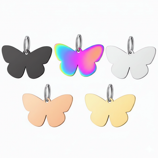 Медальон адресник жетон для собак, котів, тварин з нержавіючої сталі з лазерним гравіруванням Метелик