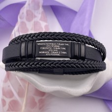 Браслет шкіряний з гравіюванням подарунок другу на Новий рік