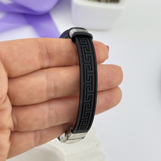 Браслет - оберіг з нержавіючої сталі на силіконовому ремінці подарунок сину 