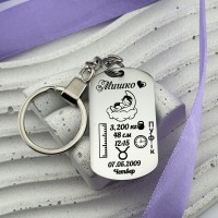 Іменний брелок з метрикою малюка пам'ятний подарунок