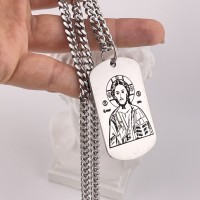 Армійський жетон-оберіг на надійному ланцюжку із зображенням ікони Ісуса Христа